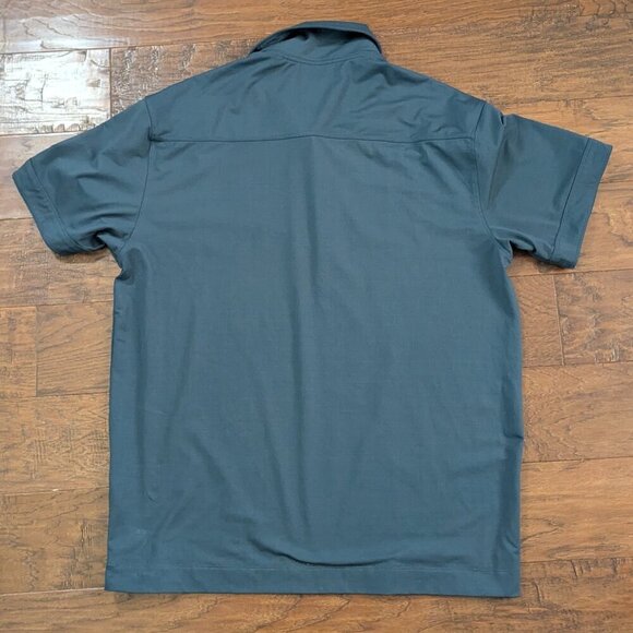 FIELD & STREAM Navy Blue Snap Front Polo Shirt Top Sz L - Picture 2 of 6